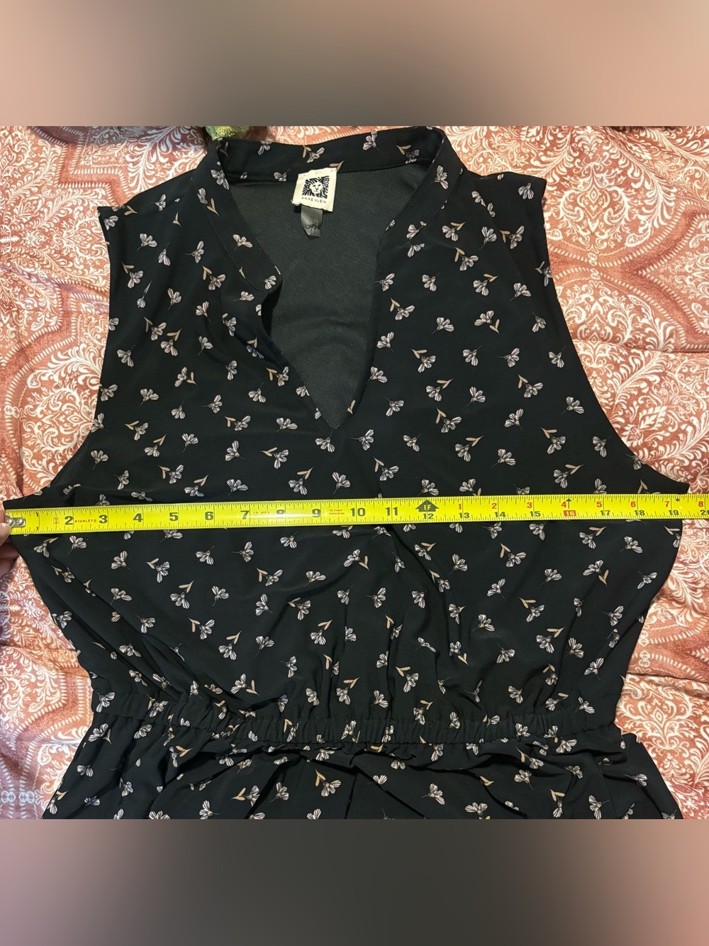 Anne Klein Black Midi Dress with Pink Floral Print - Picture 5 of 5